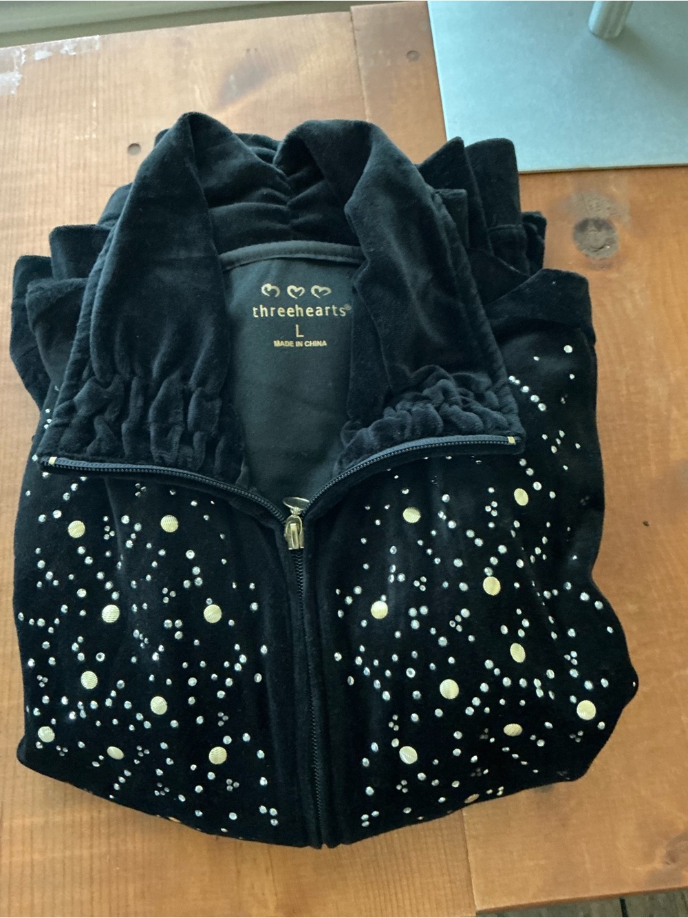 3 Hearts Black Velvet Women’s 2 piece track suit/lounge Size L